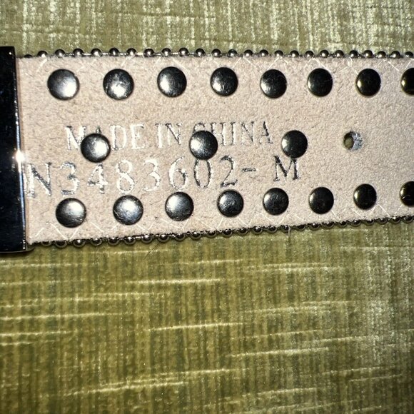 Nocona Brown Calf Hair Leather Studded Iridescent Rhinestone Belt M 32.5-38.5” - Picture 15 of 16